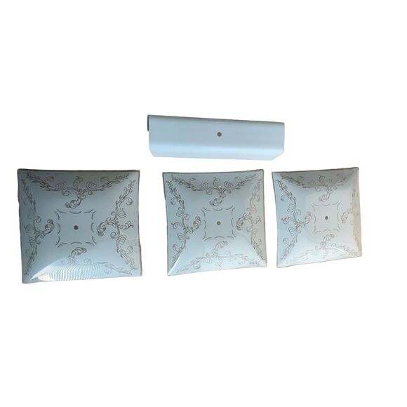 Vintage Square Glass Shade Ceiling Light Fixture Cover 11.75” X 11.75” MCM Flora - Picture 8 of 10